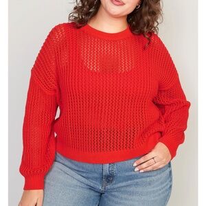 Old Navy Crochet Sweater red size XL tall